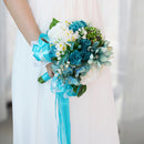 Artificial Bride Rose Daisies Holding Bouquet Silk Ribbon Wedding Flowers