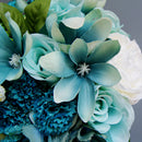 Artificial Bride Rose Daisies Holding Bouquet Silk Ribbon Wedding Flowers
