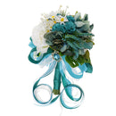 Artificial Bride Rose Daisies Holding Bouquet Silk Ribbon Wedding Flowers