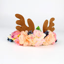 Boho Antler Floral Crown Flower Headband Hair Garland Wedding Headpiece