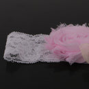 Pink Flower Lace Headband Girls Headpiece Newborn Baby's Baptism Christening Wraps