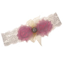 Pink Flower Lace Headband Girls Headpiece Newborn Baby's Baptism Christening Wraps