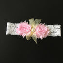 Pink Flower Lace Headband Girls Headpiece Newborn Baby's Baptism Christening Wraps