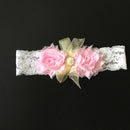 Pink Flower Lace Headband Girls Headpiece Newborn Baby's Baptism Christening Wraps