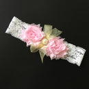Pink Flower Lace Headband Girls Headpiece Newborn Baby's Baptism Christening Wraps