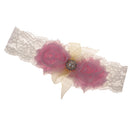 Pink Flower Lace Headband Girls Headpiece Newborn Baby's Baptism Christening Wraps