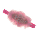 Baby Girl's Pink Flower Headband Pearls Fascinator Newborn Christening Wraps