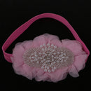 Baby Girl's Pink Flower Headband Pearls Fascinator Newborn Christening Wraps