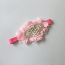 Baby Girl's Pink Flower Headband Pearls Fascinator Newborn Christening Wraps
