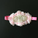 Baby Girl's Pink Flower Headband Pearls Fascinator Newborn Christening Wraps