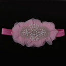 Baby Girl's Pink Flower Headband Pearls Fascinator Newborn Christening Wraps