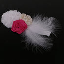 Girls' White & Red Flowers Feather Headband Newborn Baby's Baptism Headband