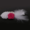Girls' White & Red Flowers Feather Headband Newborn Baby's Baptism Headband