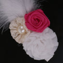 Girls' White & Red Flowers Feather Headband Newborn Baby's Baptism Headband