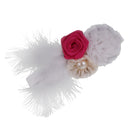 Girls' White & Red Flowers Feather Headband Newborn Baby's Baptism Headband