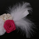 Girls' White & Red Flowers Feather Headband Newborn Baby's Baptism Headband