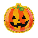 6pcs Pumpkin Shape Smile Leaves Disposable Paper Plates Halloween Children Birthday Carnival Party Tableware Supplies