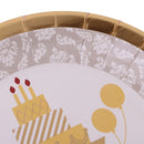 6 Pieces Round Paper Birthday Plates Disposable Plates 18CM Gold