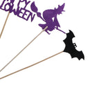 5 Sets Happy Halloween Cake Toppers Cupcake Picks Pumpkin Wizard Bat Ghost 5/set