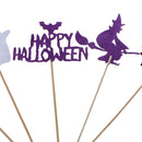 5 Sets Happy Halloween Cake Toppers Cupcake Picks Pumpkin Wizard Bat Ghost 5/set