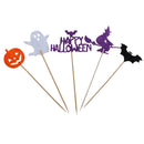 5 Sets Happy Halloween Cake Toppers Cupcake Picks Pumpkin Wizard Bat Ghost 5/set