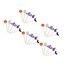5 Sets Happy Halloween Cake Toppers Cupcake Picks Pumpkin Wizard Bat Ghost 5/set