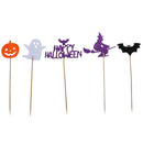 5 Sets Happy Halloween Cake Toppers Cupcake Picks Pumpkin Wizard Bat Ghost 5/set