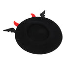French Beret Hat Evil Bat Wings Fancy Dress Halloween Adult Kids Costume Cosplay Party Accessory