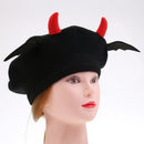 French Beret Hat Evil Bat Wings Fancy Dress Halloween Adult Kids Costume Cosplay Party Accessory