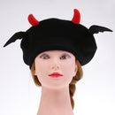 French Beret Hat Evil Bat Wings Fancy Dress Halloween Adult Kids Costume Cosplay Party Accessory