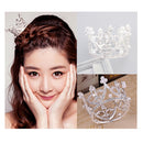 Wedding Woman Bridal Crystal Faux Pearls Tiara Side Crown Hair Accessories