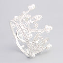 Wedding Woman Bridal Crystal Faux Pearls Tiara Side Crown Hair Accessories