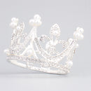 Wedding Woman Bridal Crystal Faux Pearls Tiara Side Crown Hair Accessories