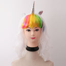 Funny Unicorn Horn Long Curly Hair Wigs Women Girls Hallowmas Party Costume Fancy Dress