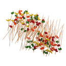 Pack of 100 Fruit Style Bamboo Cocktail Picks Catering Paddle Finger Food Sticks