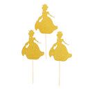 20 Pieces Golden Glitter Princess Cupcake Picks Cake Toppers Party Decor