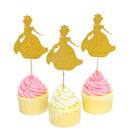 20 Pieces Golden Glitter Princess Cupcake Picks Cake Toppers Party Decor