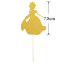 20 Pieces Golden Glitter Princess Cupcake Picks Cake Toppers Party Decor