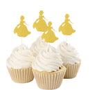 20 Pieces Golden Glitter Princess Cupcake Picks Cake Toppers Party Decor