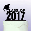 Black Acrylic Class of 2017 Silhouette Cake Topper Graduation Party Decor