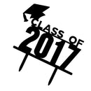 Black Acrylic Class of 2017 Silhouette Cake Topper Graduation Party Decor