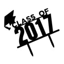 Black Acrylic Class of 2017 Silhouette Cake Topper Graduation Party Decor