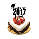 Black Acrylic Class of 2017 Silhouette Cake Topper Graduation Party Decor