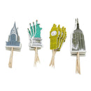 Pieces of 24 Empire State Taxi Statue Liberty Cake Cupcake Picks for Wedding Birthday Baby Shower