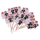 Set of 20pcs Paper Wedding Bride and Groom Cupcake Food Picks Wedding Anniversary Decor