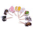 Pack of 24 Farm Animal Cupcake Picks Cake Topper Kids Birthday Party Food Sticks