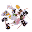 Pack of 24 Farm Animal Cupcake Picks Cake Topper Kids Birthday Party Food Sticks