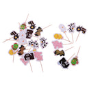 Pack of 24 Farm Animal Cupcake Picks Cake Topper Kids Birthday Party Food Sticks