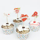 24pcs Paper Sweet Love Flower Cupcake Pick Cake Topper Kids Party Decoration