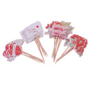 24pcs Paper Sweet Love Flower Cupcake Pick Cake Topper Kids Party Decoration